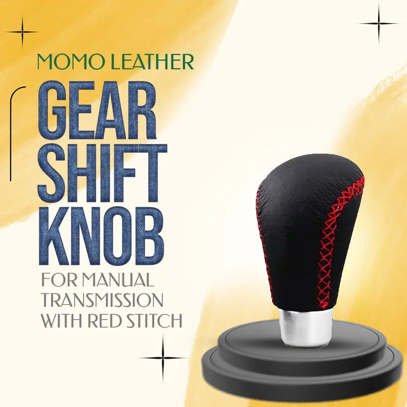 Momo Leather Manual Gear Shift Knob – Red Stitched Transmission Lever For Sports Cars 1