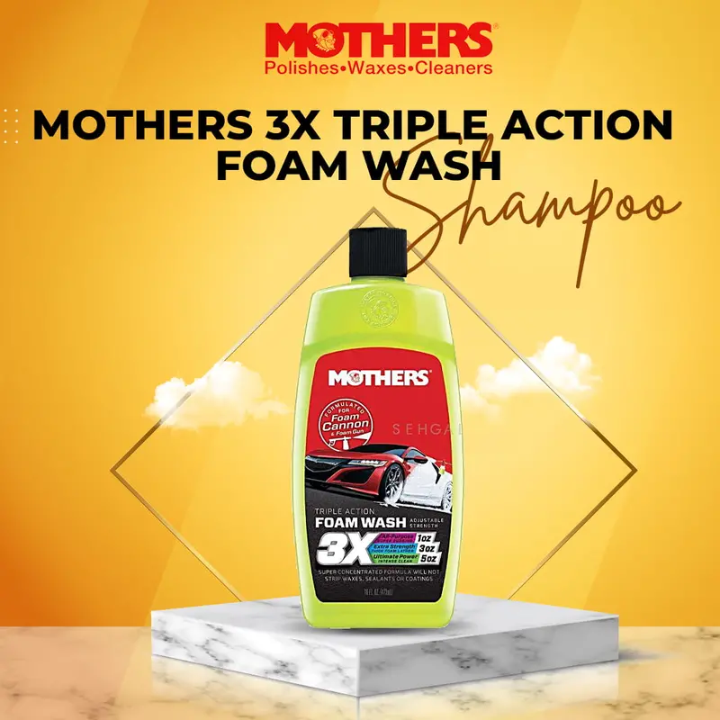 Mothers 3X Triple Action Foam Car Wash – 473 Ml Ph-Balanced Shampoo For Deep Cleaning & Shine 1