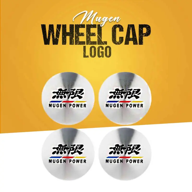 Mugen Center Hub Cap Sticker Set – 4-Piece Glossy Logo Badges 1