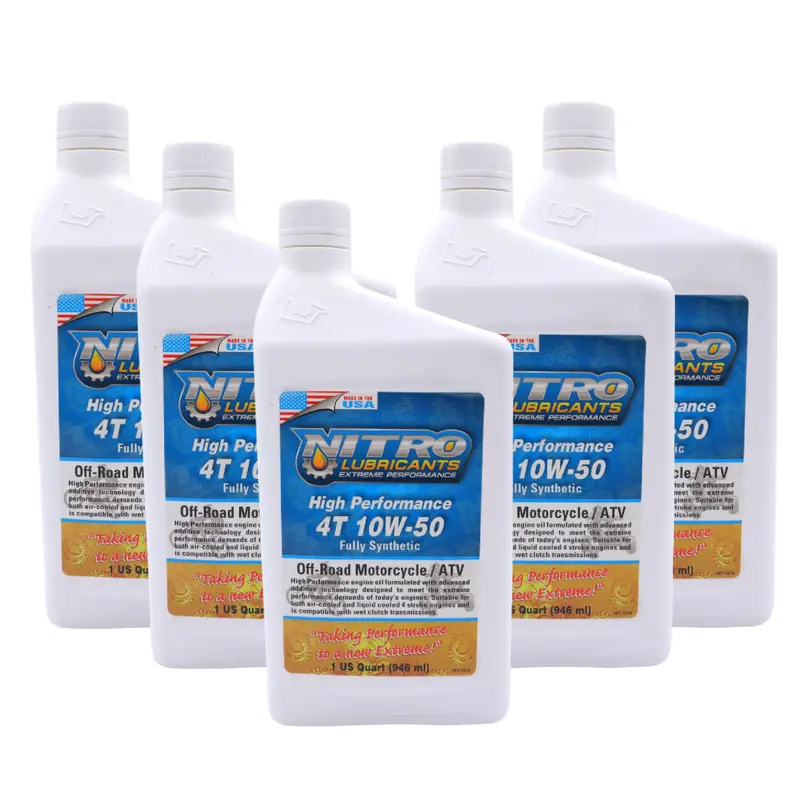 Nitro 10W-50 Semi-Synthetic 4-Stroke Engine Oil – Advanced Additive Formula For Extreme Conditions – 1 Quart (5-Pack) 1