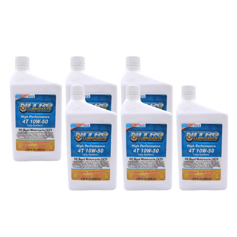 Nitro 10W-50 Semi-Synthetic 4-Stroke Engine Oil – Durable Lubrication For Motorcycles, Atvs & Utvs – 1 Quart (6-Pack) 1