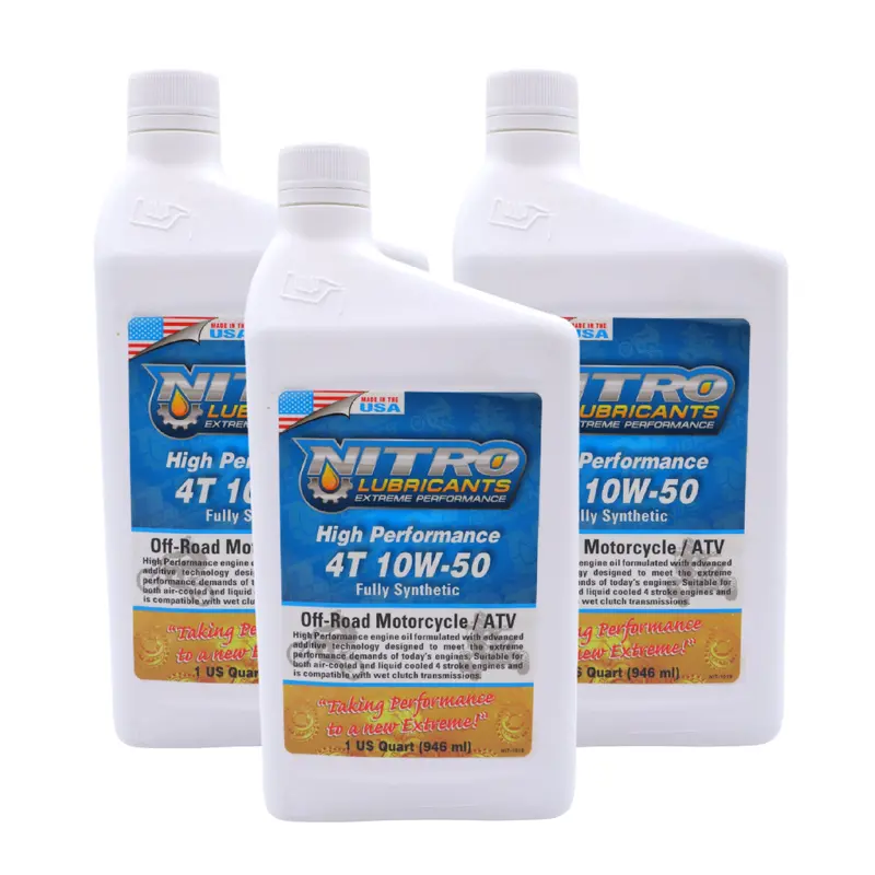 Nitro 10W-50 Semi-Synthetic 4-Stroke Engine Oil – High-Temp Stability For Motorcycles & Utility Vehicles – 1 Quart (3-Pack) 1