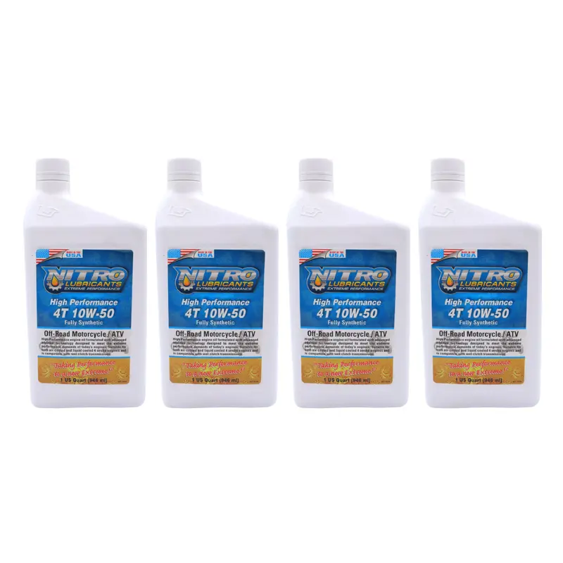 Nitro 10W-50 Semi-Synthetic 4-Stroke Engine Oil – Trusted Off-Road & Racing Lubricant – 1 Quart (4-Pack) 1