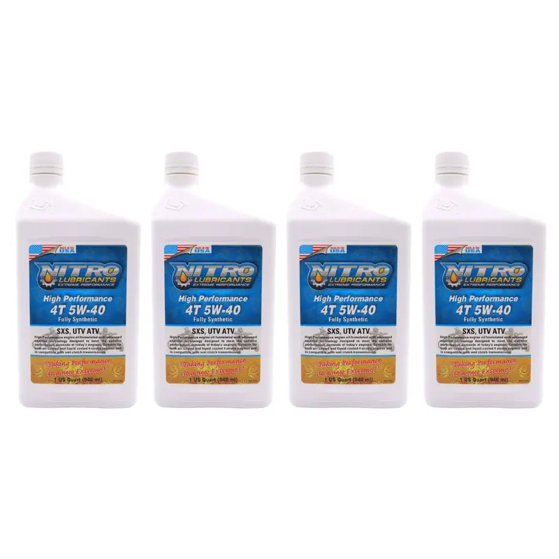Nitro 5W-40 Semi-Synthetic 4-Stroke Engine Oil – Precision Lubrication For Sport Bikes & Off-Road Machines – 1 Quart (4-Pack) 1