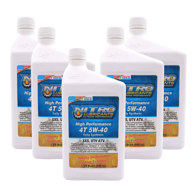 Nitro 5W-40 Semi-Synthetic 4-Stroke Engine Oil – Thermal Stability For Aggressive Riding Conditions – 1 Quart (5-Pack) 1