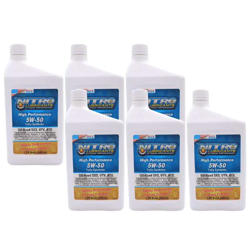 Nitro 5W-50 Semi-Synthetic 4-Stroke Oil – Advanced Additive Blend For Motorcycles, Atvs & Utvs – Off-Road & Track Ready – 1 Quart (6-Pack), Manufactured In Usa 1