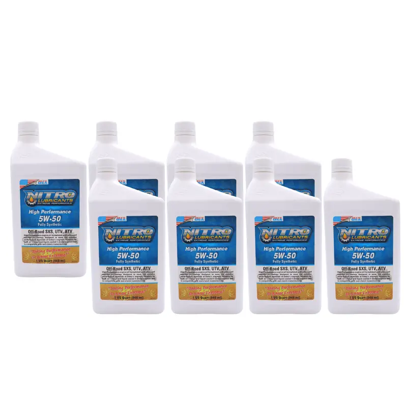 Nitro 5W-50 Semi-Synthetic Engine Oil – Premium 4-Stroke Formula For Motorcycles, Atvs & Utvs – Racing & Off-Road Grade – 1 Quart (8-Pack), Made In Usa 1