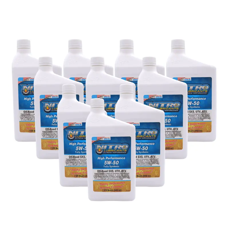 Nitro 5W-50 Semi-Synthetic Motorcycle Oil – High-Performance 4-Stroke Lubricant For Atvs, Utvs, Racing & Off-Road Use – 1 Quart (10-Pack), Usa-Made 1