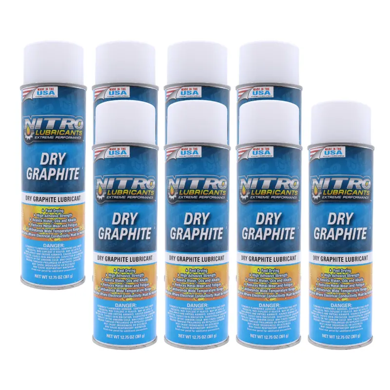 Nitro Dry Graphite Lubricant – 12.75 Oz Non-Drip, Heat-Tolerant Spray For Precision Dry Applications On Metal & Plastic (8-Pack), Made In Usa 1