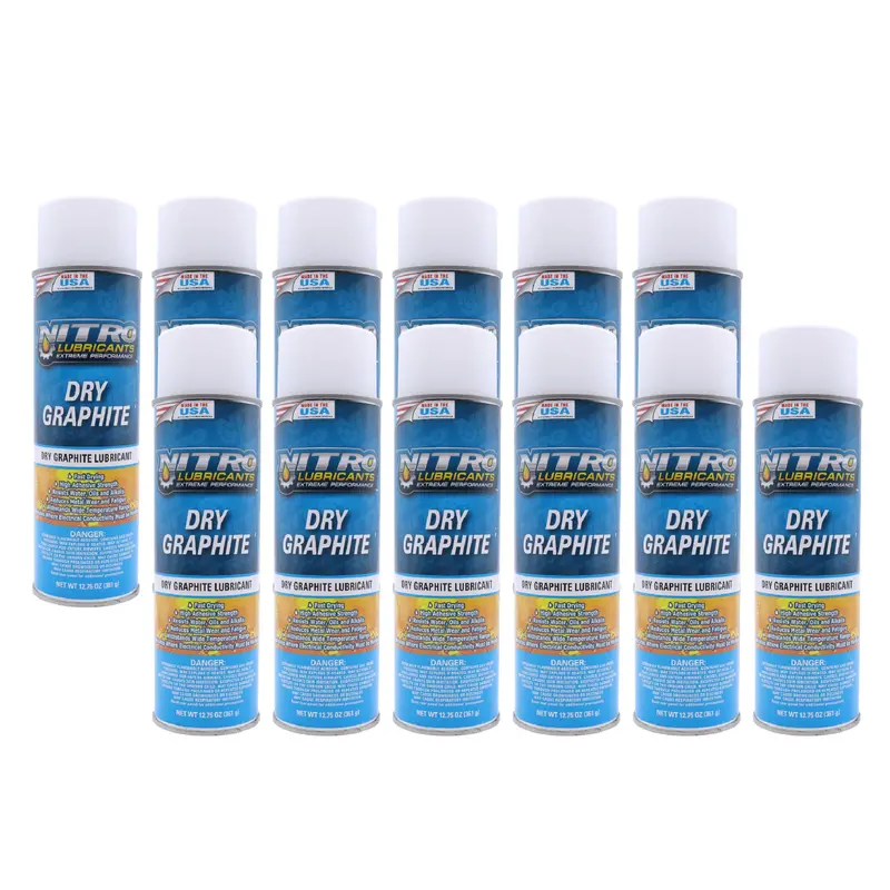 Nitro Dry Graphite Lubricant Spray – 12.75 Oz Fast-Drying Formula For Metal & Plastic Surfaces – Heat-, Water- & Chemical-Resistant – Dry-Application Performance (12-Pack), Usa-Made 1