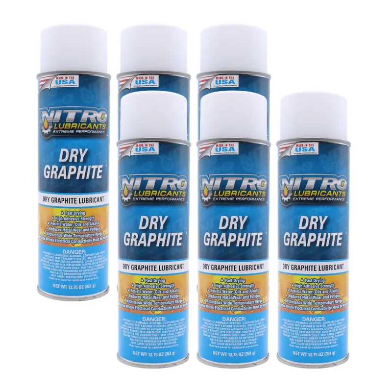Nitro Dry Graphite Spray – 12.75 Oz Low-Friction, Fast-Drying Lubricant For Metal & Plastic Components – Ideal For High-Heat & High-Pressure Environments (6-Pack), Usa-Made 1