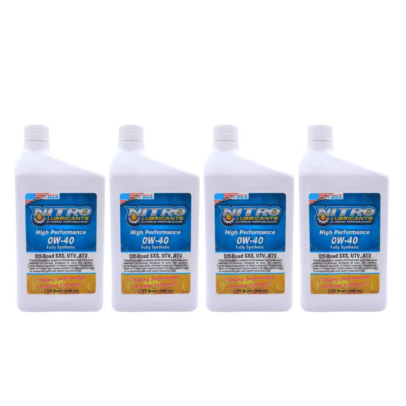 Nitro Lubricants 0W-40 Full-Synthetic 4-Stroke Engine Oil – 1 Qt High-Performance Blend For Motorcycles, Atvs & Utvs (4-Pack) 1