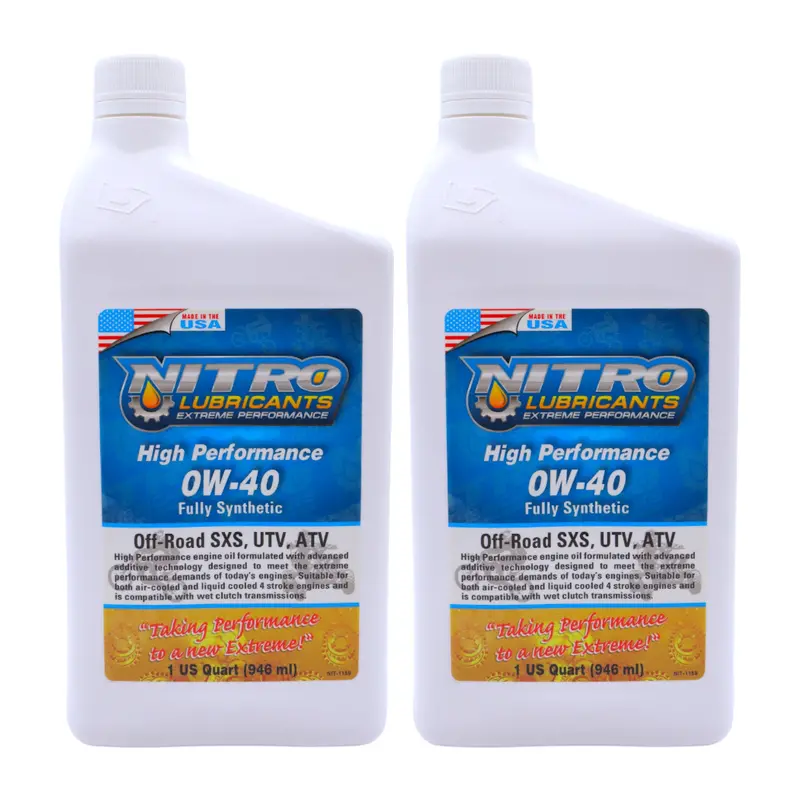 Nitro Lubricants 0W-40 Full-Synthetic 4-Stroke Oil – 1 Qt Performance Blend For Motorcycles, Atvs & Utvs (2-Pack) 1
