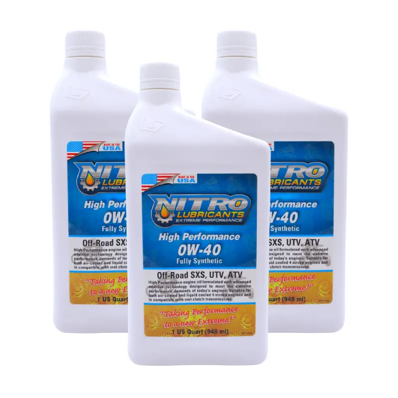 Nitro Lubricants 0W-40 Full-Synthetic 4-Stroke Oil – 1 Qt Premium Racing Formula For Motorcycles, Atvs & Utvs (3-Pack) 1