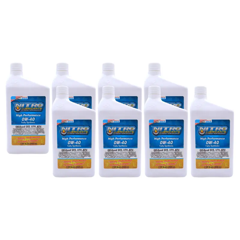 Nitro Lubricants 0W-40 Fully Synthetic 4-Stroke Engine Oil – Racing-Optimized Motorcycle & Atv Lubricant, 1 Quart (8-Pack) 1