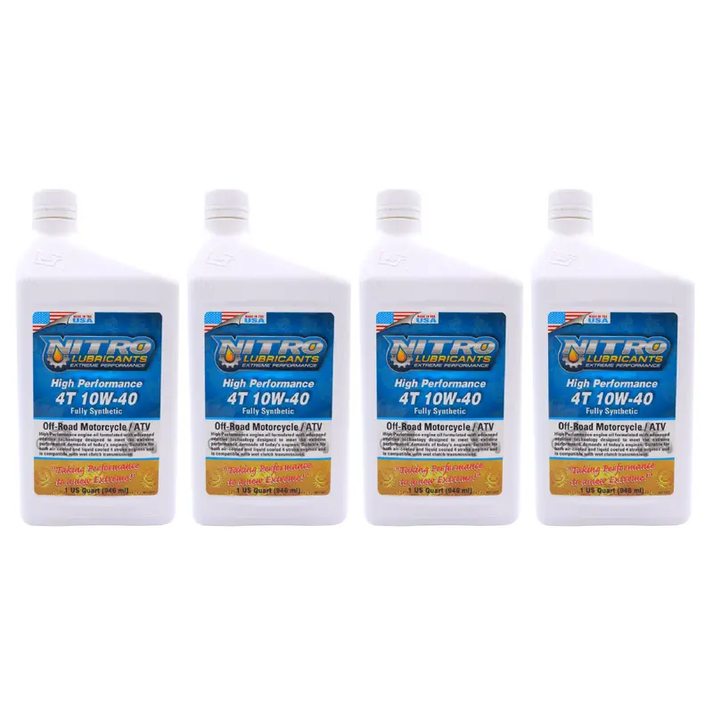Nitro Lubricants 10W-40 Semi-Synthetic 4-Stroke Engine Oil – 1 Qt High-Performance Formula For Motorcycles, Atvs & Utvs (4-Pack) 1