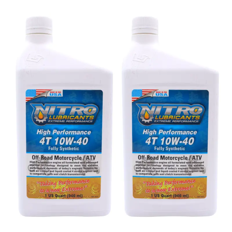 Nitro Lubricants 10W-40 Semi-Synthetic 4-Stroke Engine Oil – 1 Qt Off-Road Optimized Blend For Motorcycles, Atvs & Utvs (2-Pack) 1