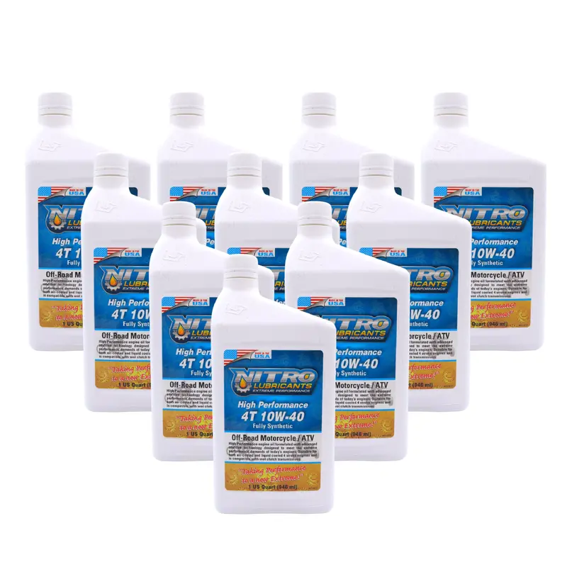 Nitro Lubricants 10W-40 Semi-Synthetic 4-Stroke Engine Oil – 1 Qt Off-Road Racing Formula For Motorcycles, Atvs & Utvs (10-Pack) 1