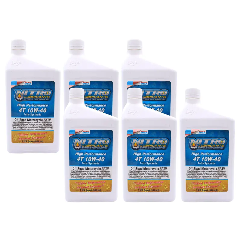 Nitro Lubricants 10W-40 Semi-Synthetic 4-Stroke Engine Oil – 1 Qt Racing-Optimized Blend For Motorcycles, Atvs & Utvs (6-Pack) 1