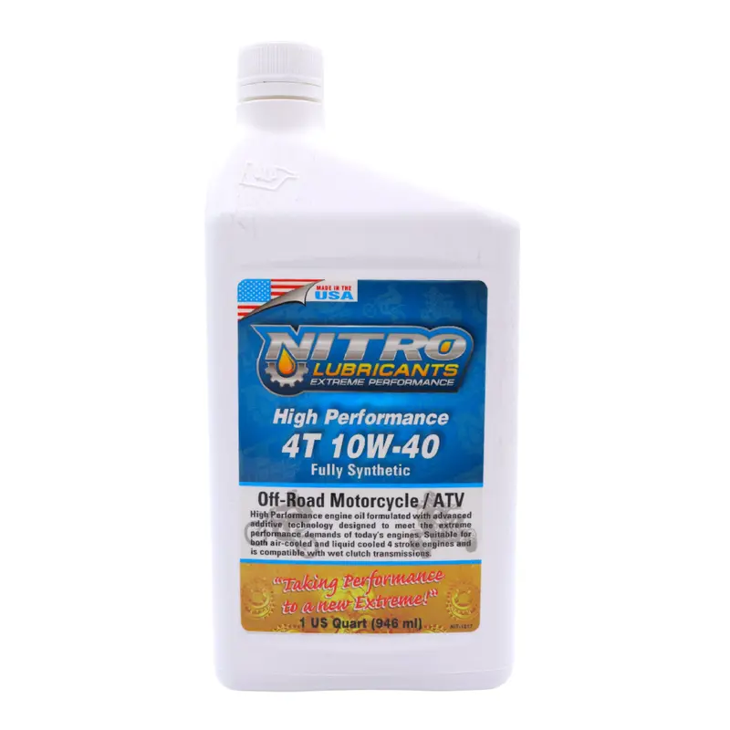 Nitro Lubricants 10W-40 Semi-Synthetic 4-Stroke Motorcycle Oil – 1 Qt Racing-Ready Formula For Atvs, Utvs & Off-Road Use 1