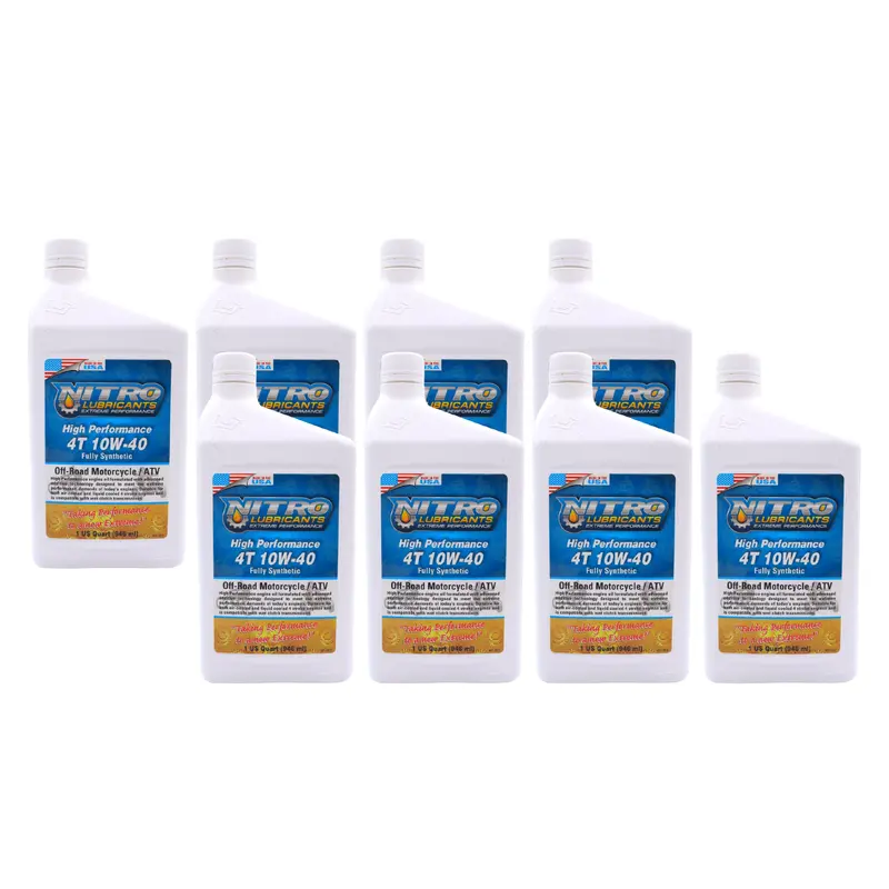 Nitro Lubricants 10W-40 Semi-Synthetic 4-Stroke Oil – 1 Qt High-Performance Formula For Motorcycles, Atvs & Utvs (8-Pack) 1