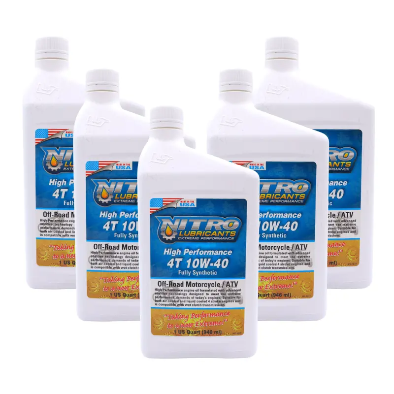 Nitro Lubricants 10W-40 Semi-Synthetic 4-Stroke Oil – 1 Qt Off-Road Racing Formula For Motorcycles, Atvs & Utvs (5-Pack) 1