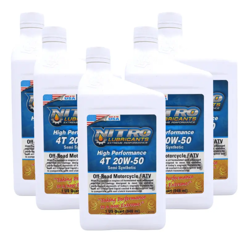 Nitro Lubricants 20W-50 Synthetic Blend Engine Oil – Premium Racing & Marine Grade Oil, 1 Quart (5-Pack) 1