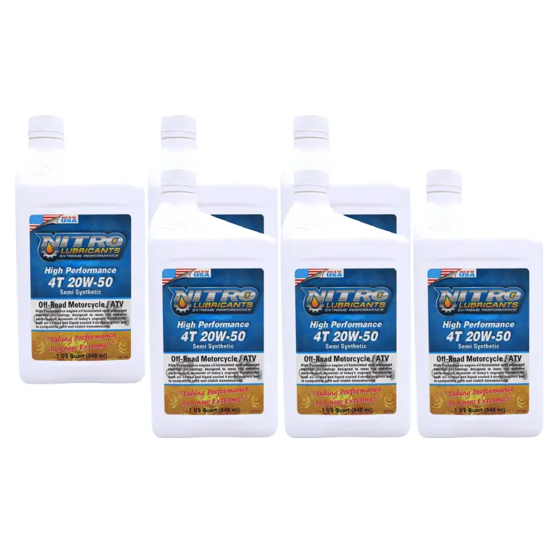 Nitro Lubricants 20W-50 Synthetic Blend Engine Oil – Varnish-Inhibiting Racing & Marine Lubricant, 1 Quart (6-Pack) 1