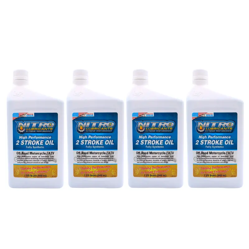 Nitro Lubricants Semi-Synthetic 2-Stroke Engine Oil – 1 Qt High-Performance Blend For Motorcycles & Atvs (4-Pack) 1