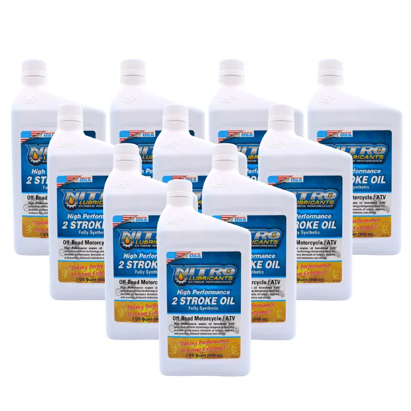 Nitro Lubricants Semi-Synthetic 2-Stroke Engine Oil – 1 Qt Off-Road Optimized Blend For Motorcycles & Atvs (10-Pack) 1