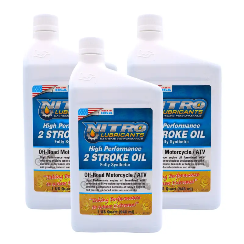 Nitro Lubricants Semi-Synthetic 2-Stroke Oil – 1 Qt Racing-Grade Formula For Motorcycles & Atvs (3-Pack) 1