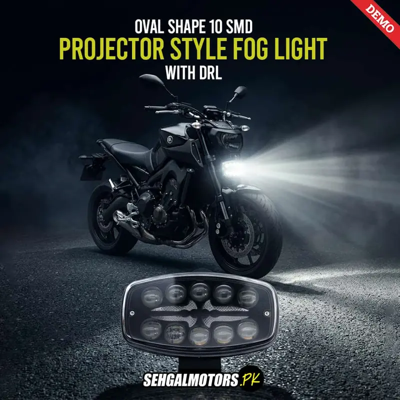 Oval 10-Smd Drl-Equipped Motorcycle Fog Light – Universal 12V–24V 1