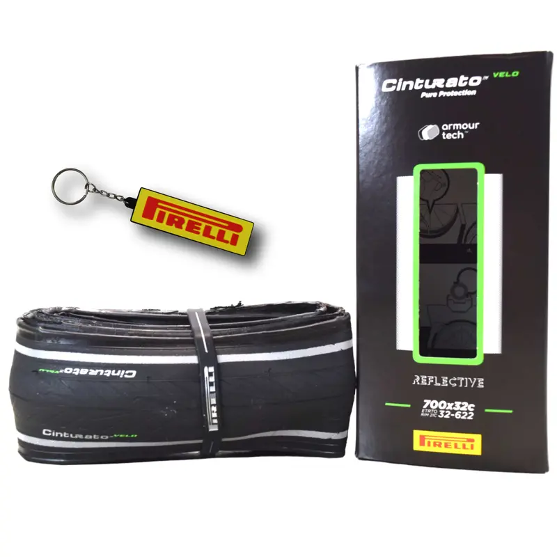 Pirelli Cinturato Velo Tlr Reflective 700×32C (32-622) Road Tire – Tubeless-Ready, Armour Tech, Clincher Design With Reflective Sidewalls & Keychain 1