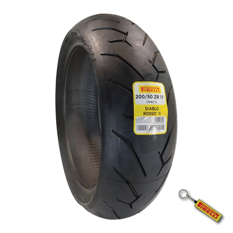 Pirelli Diablo Rosso Ii Combo: 200/50-17 Tl Rear & 120/70 Zr17 Tl Front Motorcycle Tires – Balanced Performance For Enthusiast Riders (With Keychain) 1