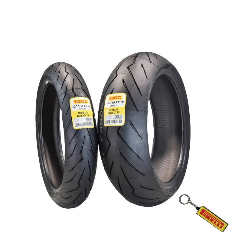 Pirelli Diablo Rosso Iii Tire Pair: 120/70Zr17 Front + 180/55Zr17 Rear – Versatile Sport-Street Setup, Responsive Steering & Stability, Keychain Supplied 1