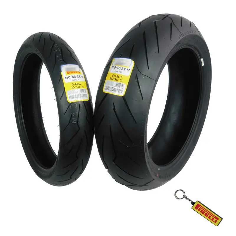 Pirelli Diablo Rosso Iii Tire Set: 120/60Zr17 Front + 200/55Zr17 Rear – Narrower Front For Agility, Wide Rear For Power Transfer, Keychain Gift 1