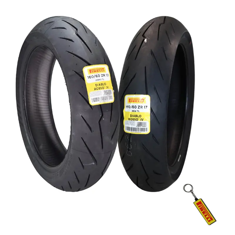 Pirelli Diablo Rosso Iv Dual-Tire Kit: 110/70Zr17 Front & 150/60Zr17 Rear – Performance-Oriented Super Sport Match With Keychain 1