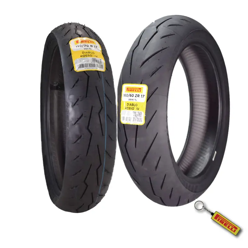 Pirelli Diablo Rosso Iv Motorcycle Tire Combo: 110/70Zr17 Front & 160/60-17 Rear – Sport-Tuned Performance With Collector Keychain 1