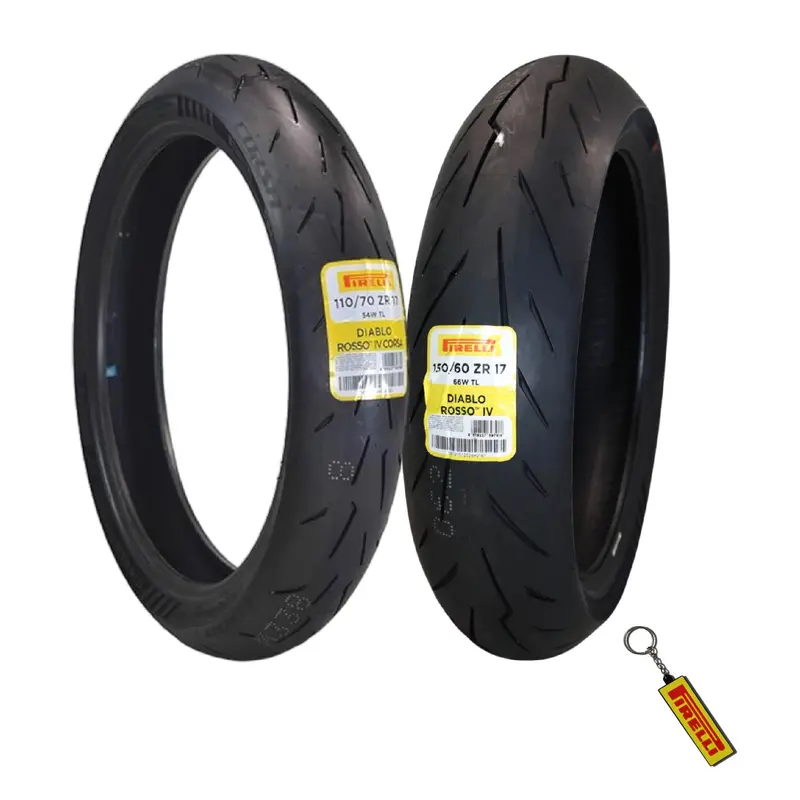 Pirelli Diablo Rosso Iv Radial Tire Pair: 110/70Zr17 Front & 150/60Zr17 Rear – Premium Super Sport Setup With Keychain 1