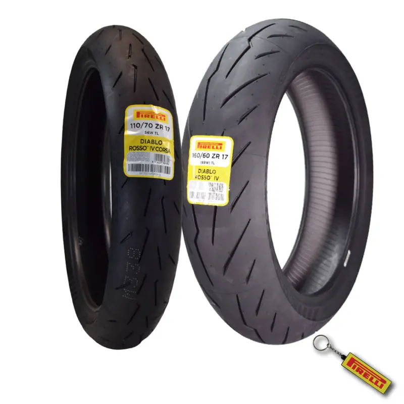 Pirelli Diablo Rosso Iv Tire Pair: 110/70Zr17 Front + 180/55Zr17 Rear – Refined Sport Tire Kit For Enthusiasts Seeking Responsiveness & Durability, Keychain 1