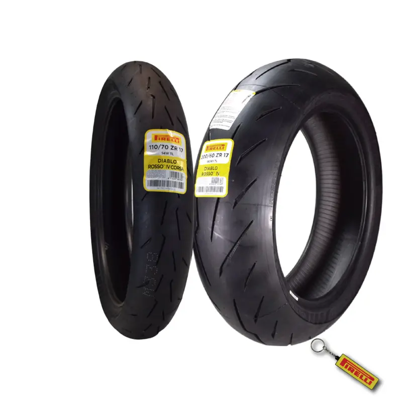 Pirelli Diablo Rosso Iv Tire Set: 110/70Zr17 Front + 200/60Zr17 Rear – Ultra-Responsive Front & High-Traction Rear, Superbike-Ready, Keychain Included 1