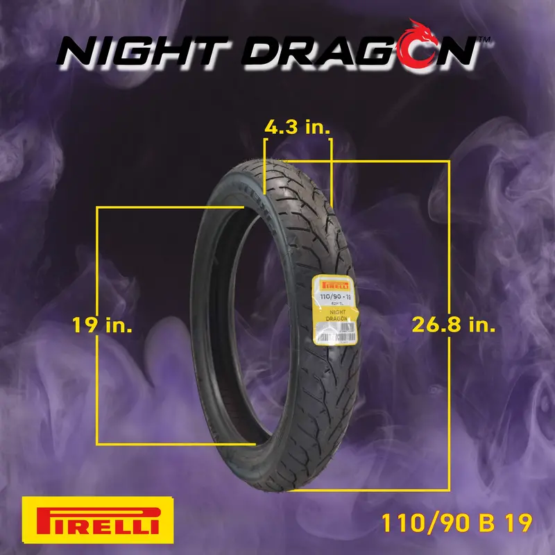 Pirelli Night Dragon 110/90-19 Front Tire – Optimized For Stability And Feedback On Heritage And Retro-Style Cruisers (With Keychain) 2