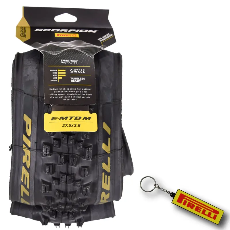 Pirelli Scorpion E-Mtb M Gold Edition 27.5X2.6 – Tubeless-Ready E-Mountain Bike Tire For Xc, Trail & Enduro, 60 Tpi, Tear-Resistant, Keychain Included 1