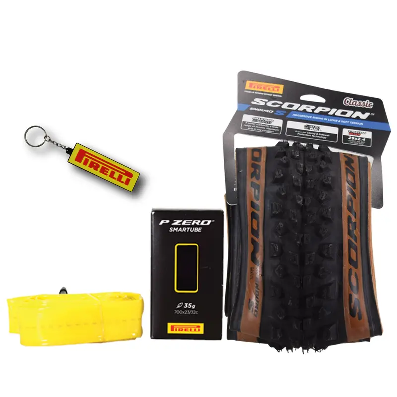 Pirelli Scorpion Enduro S Classic Tan 29X2.4 Mtb Tire & Smartube 23/32-622 Combo – 60Tpi Xc-Optimized Mountain Bike Tire With Hard-Wall Casing And Keychain Accessory 1