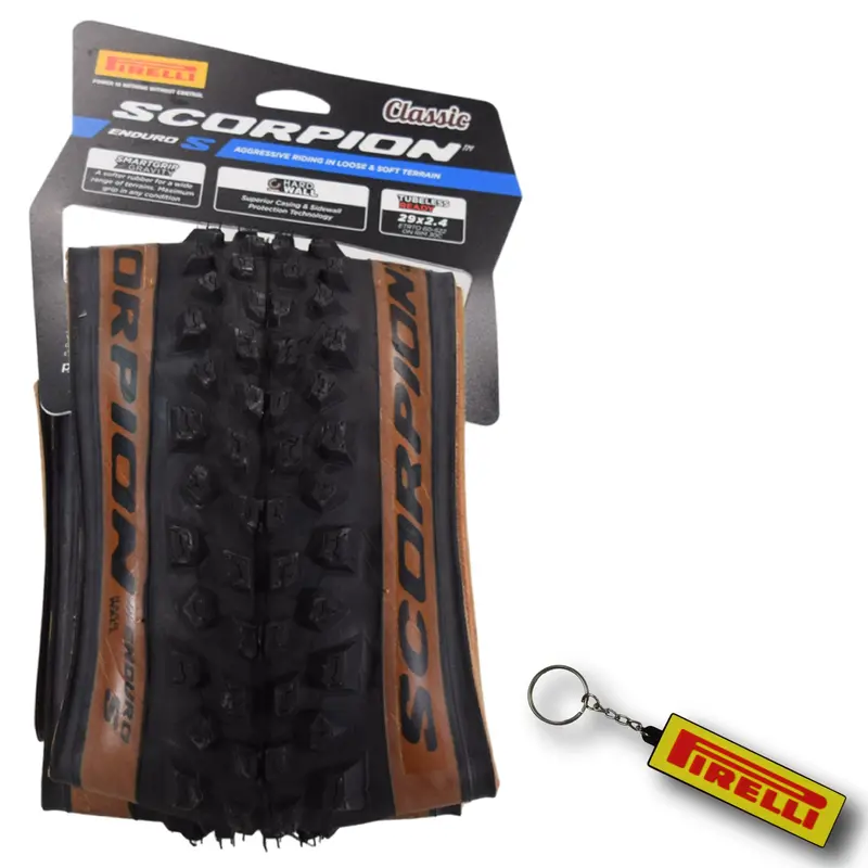 Pirelli Scorpion Enduro S Classic Tan 29X2.4 Mtb Tire – Versatile 60Tpi Trail Tire For Hardpack, Loose, And Natural Terrain With Durable Hard-Wall Casing And Keychain 1