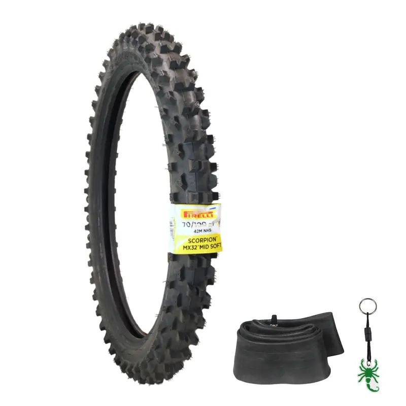 Pirelli Scorpion Mx32 Mid-Soft Tire Combo – Front 70/100-19 + Rear 90/100-14, Off-Road Racing Set 1