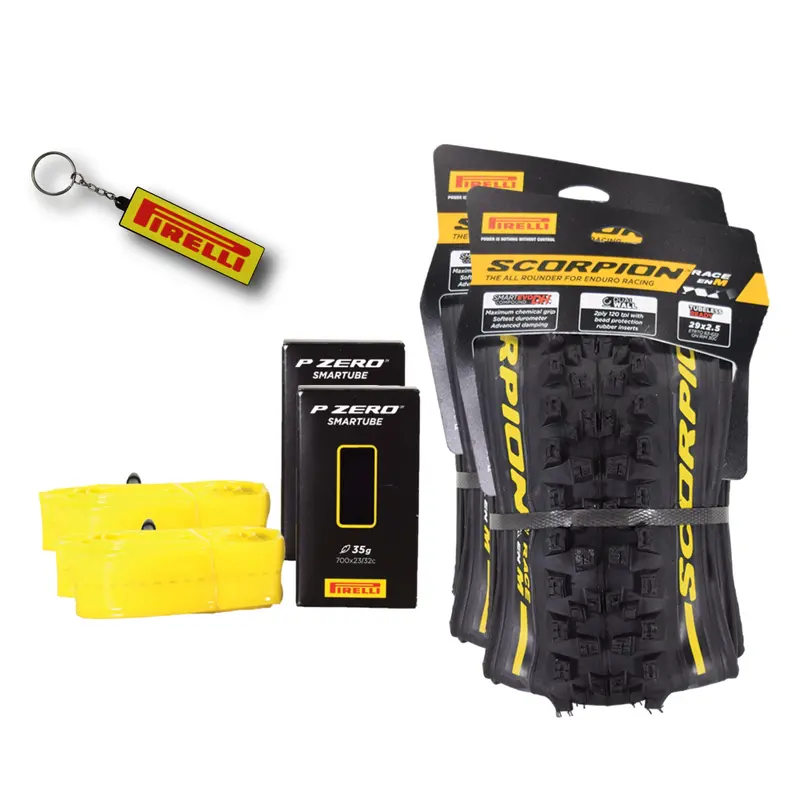 Pirelli Scorpion Race Enduro M Yellow Label Mtb Tire + Smartube – 29×2.5 (63-622), Xc-Optimized, 120 Tpi, W/Keychain (2-Pack) 1