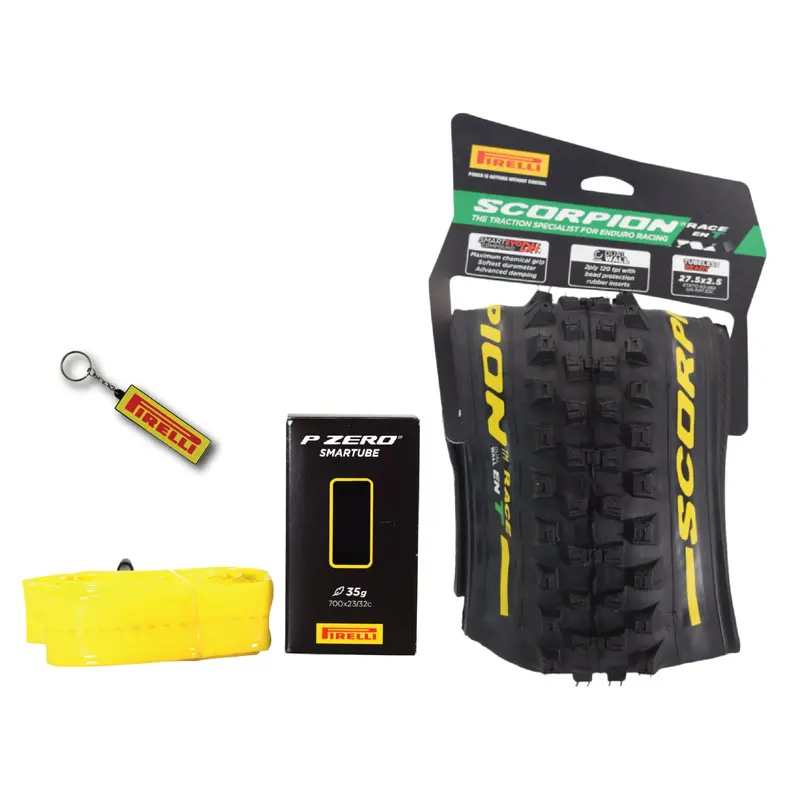 Pirelli Scorpion Race Enduro T Yellow Label 27.5×2.5 (63-584) + Smartube Set – Durable Mixed-Terrain Mtb Tire With 120×2Tpi & Keychain 1