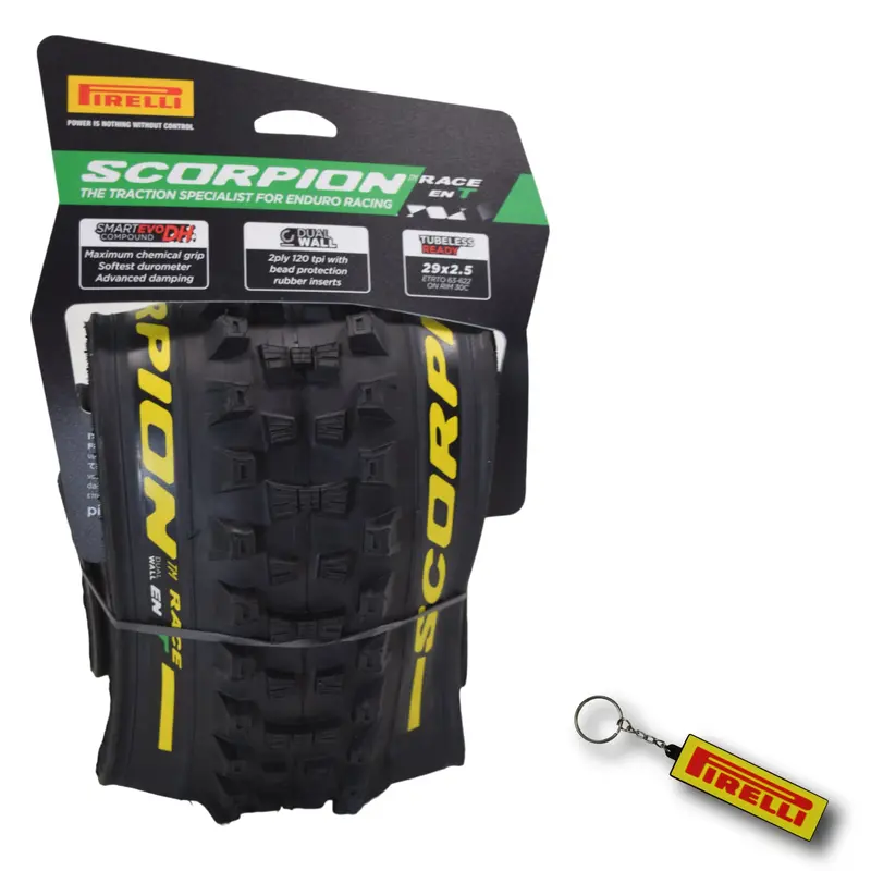 Pirelli Scorpion Race Enduro T Yellow Label 29×2.5 (63-622) + Smartube Set – Dual-Purpose Mtb Tire With 120×2Tpi & Keychain (2-Pack) 1