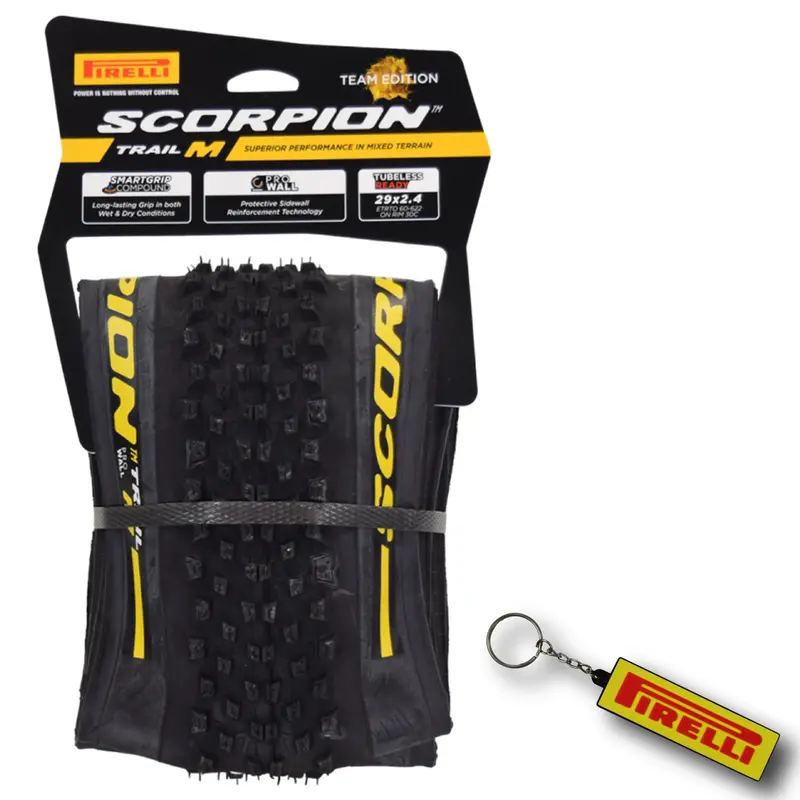 Pirelli Scorpion Trail M Yellow Label 29×2.4 Mtb Tire (60-622) – Trail-Optimized Tread, 60Tpi Casing & Prowall Sidewall Protection (2-Pack W/Keychain) 1